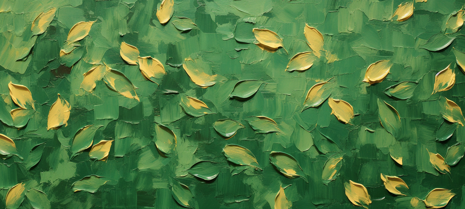 Beautiful and Textured Green and Gold Acrylic Painting