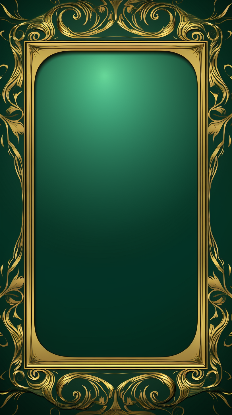 Green cartoon frame on golden background