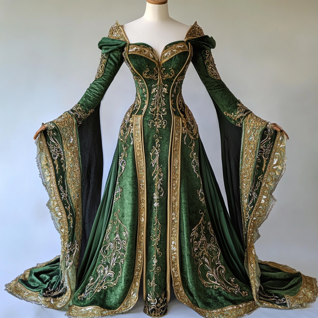 Green Gold Dress Mannequin Art