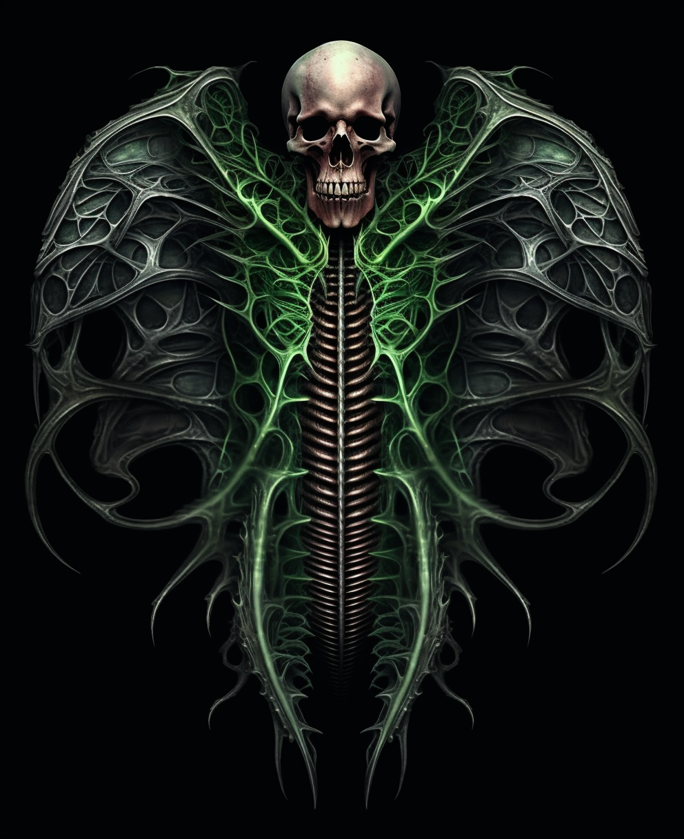 green gothic skeleton torso ribs