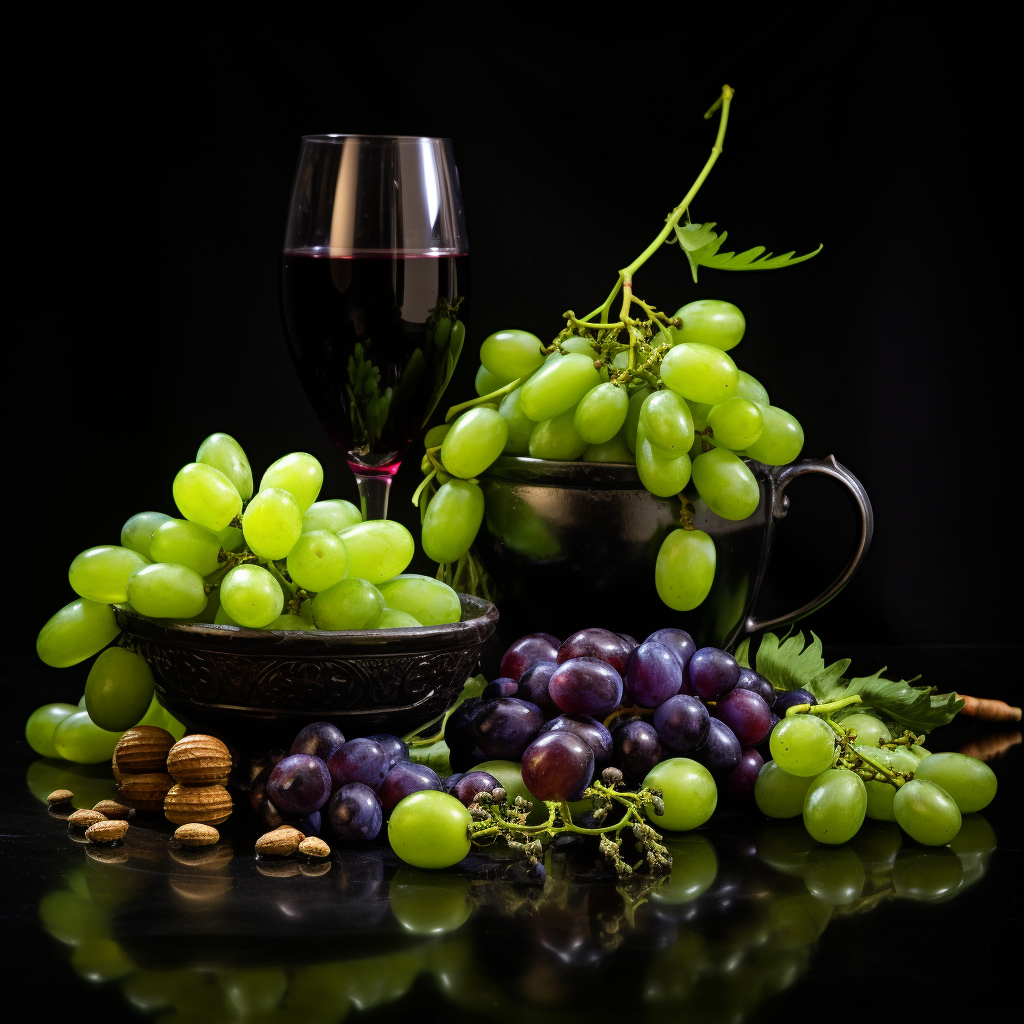 Assorted fresh green grape berries and olives