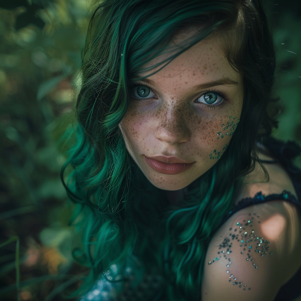 Young woman mermaid portrait