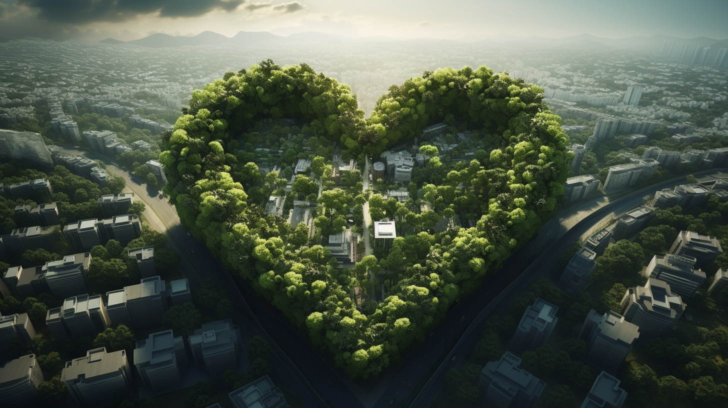 Super Realistic Green Heart-shaped Park