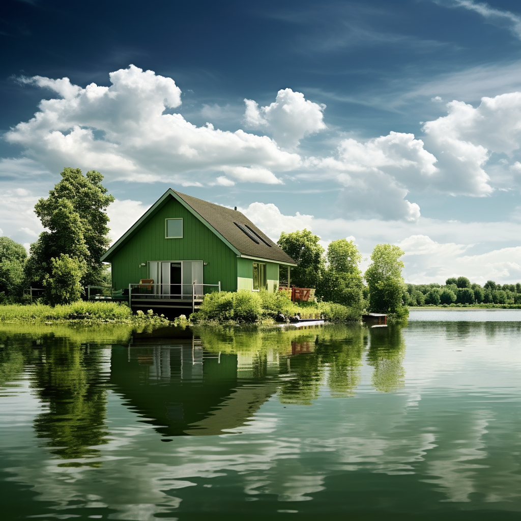 Beautiful green house amidst nature