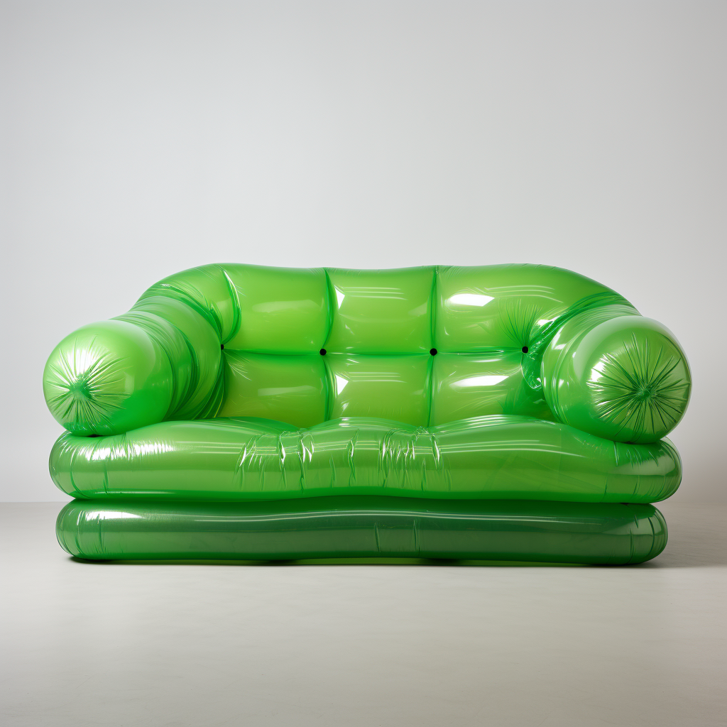 Comfortable green inflatable couch for relaxation