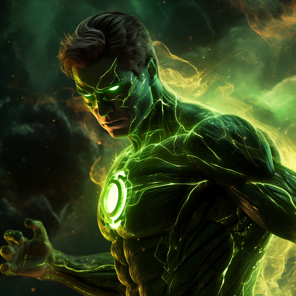 Green Lantern in intense battle scene