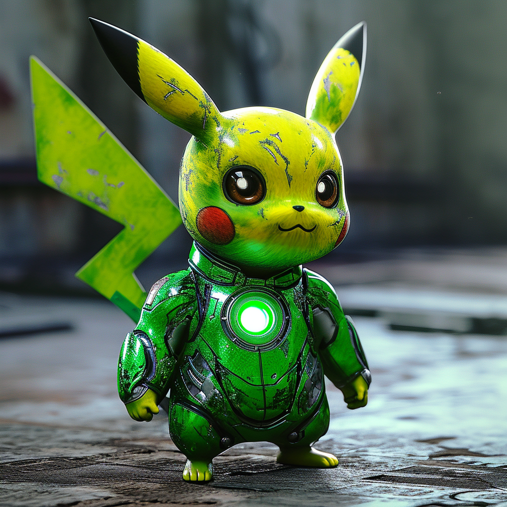 Hyperrealistic Green Lantern Pikachu artwork