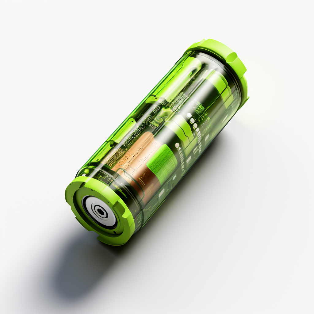 AA battery with green liquid inside