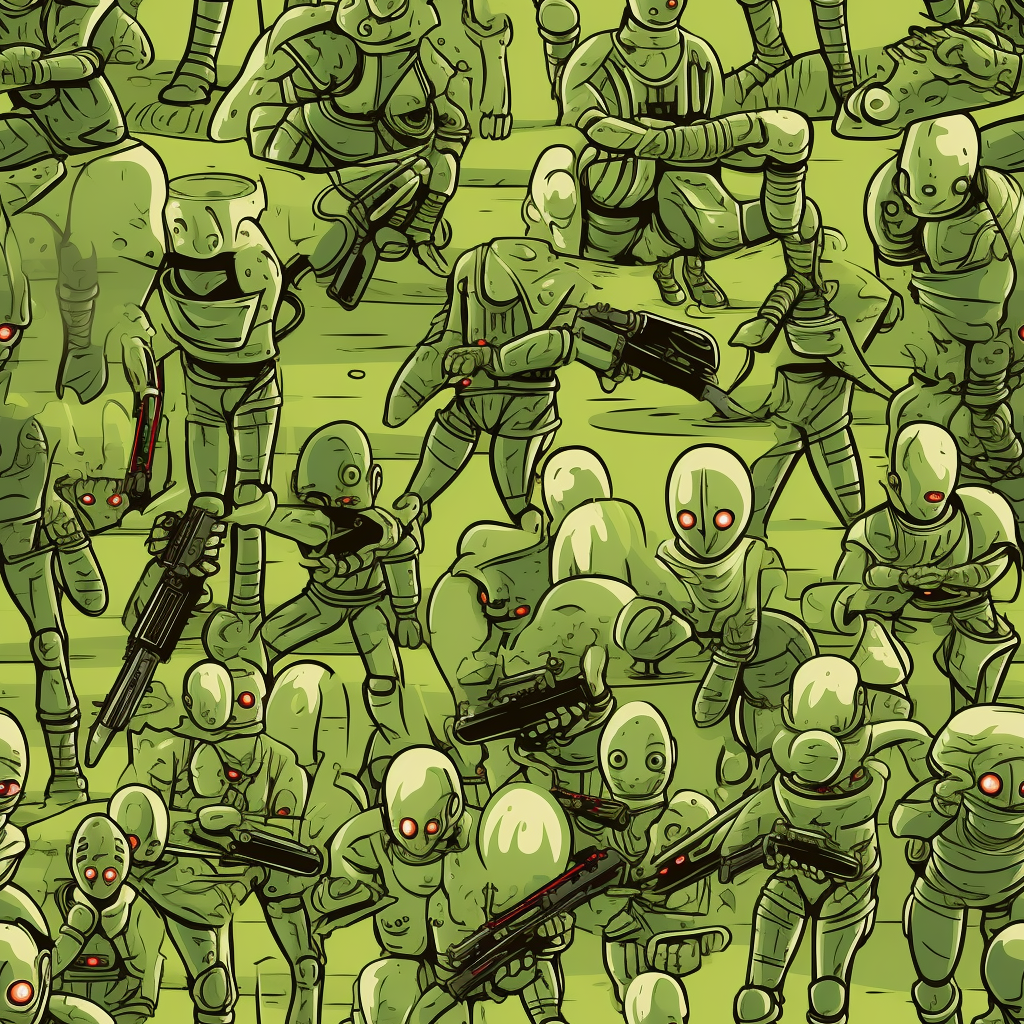 Green Men Aliens and Human Battle