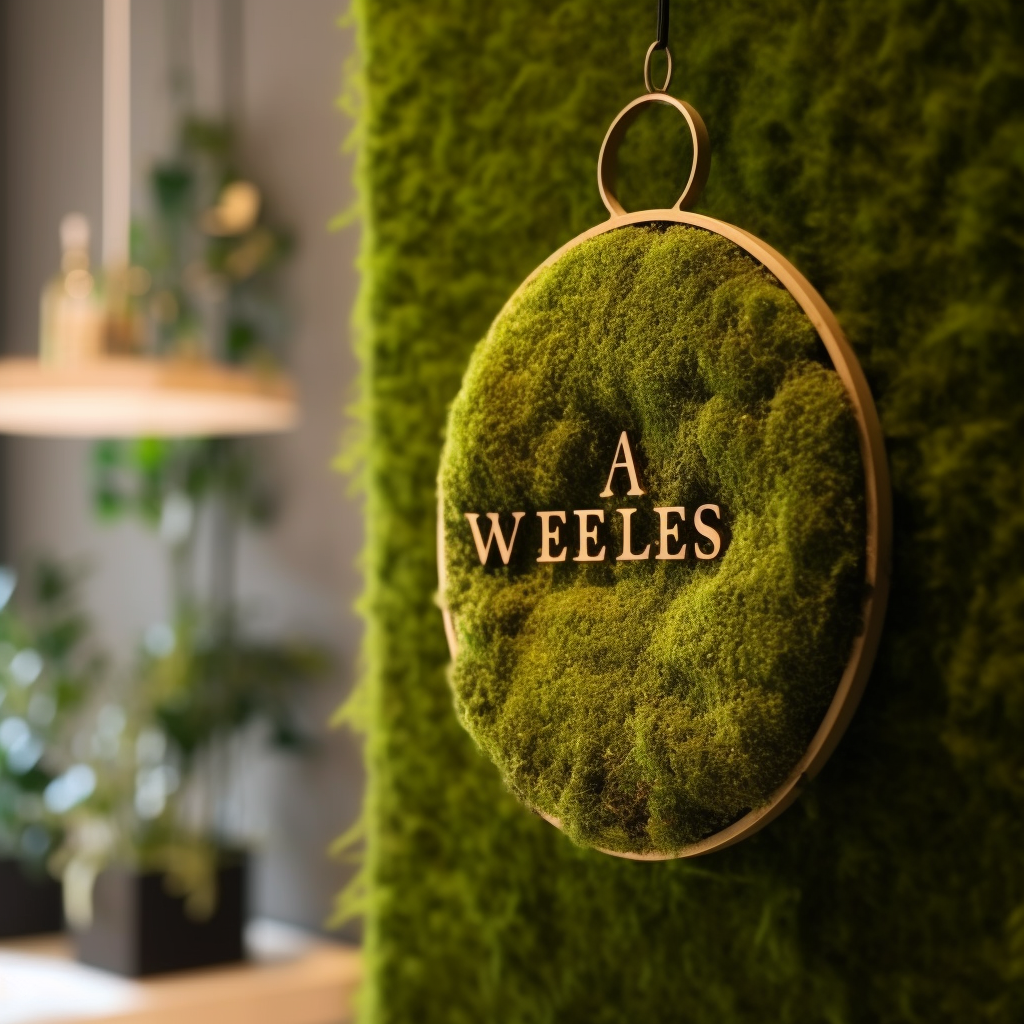 Green moss wellness area sign