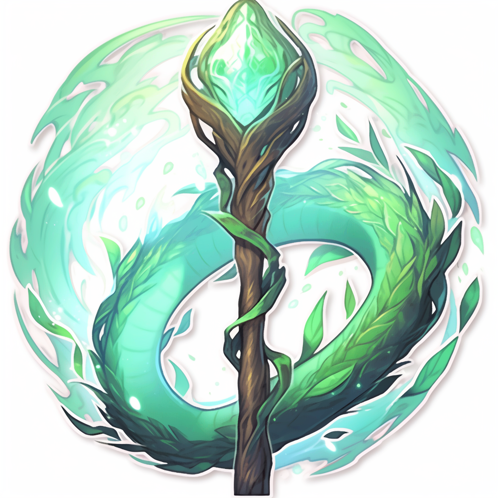 Green Mysterious Wand Icon Sticker