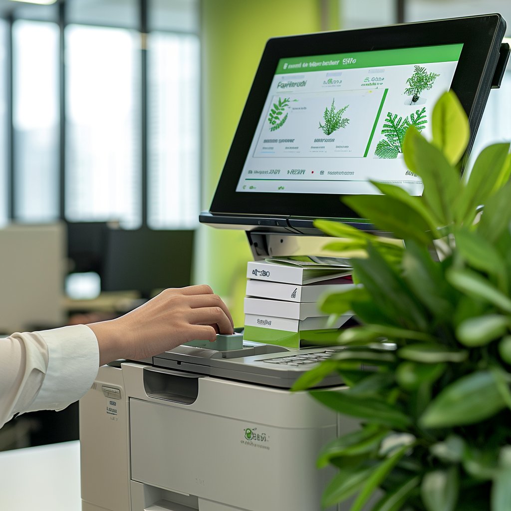 Eco-friendly printer in green office