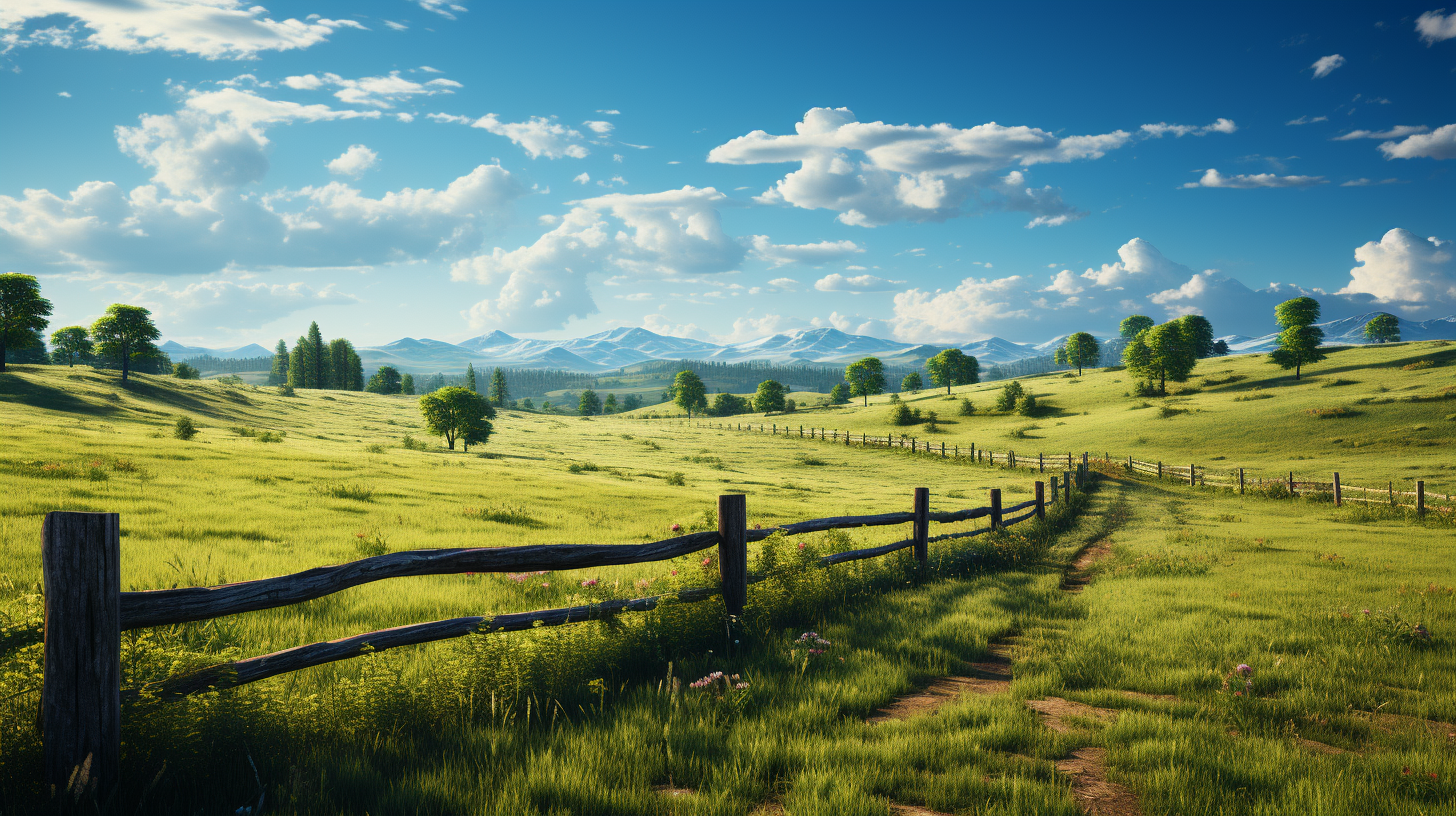 Serene green pasture with tall grass