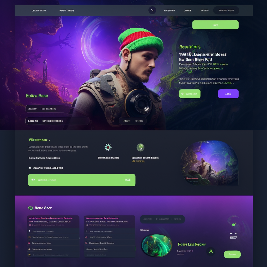 Green and purple UI design for a Youtuber