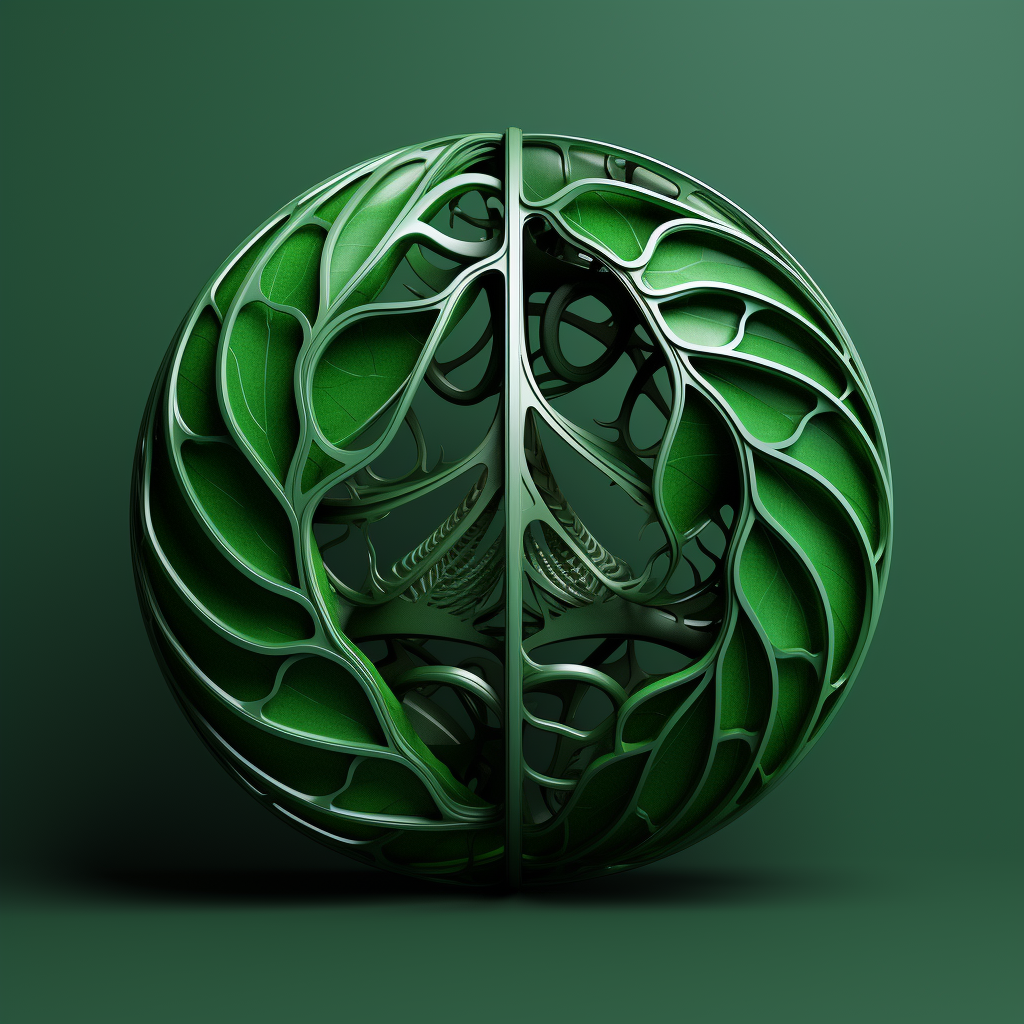 Green mechanical tree leaf in C4D