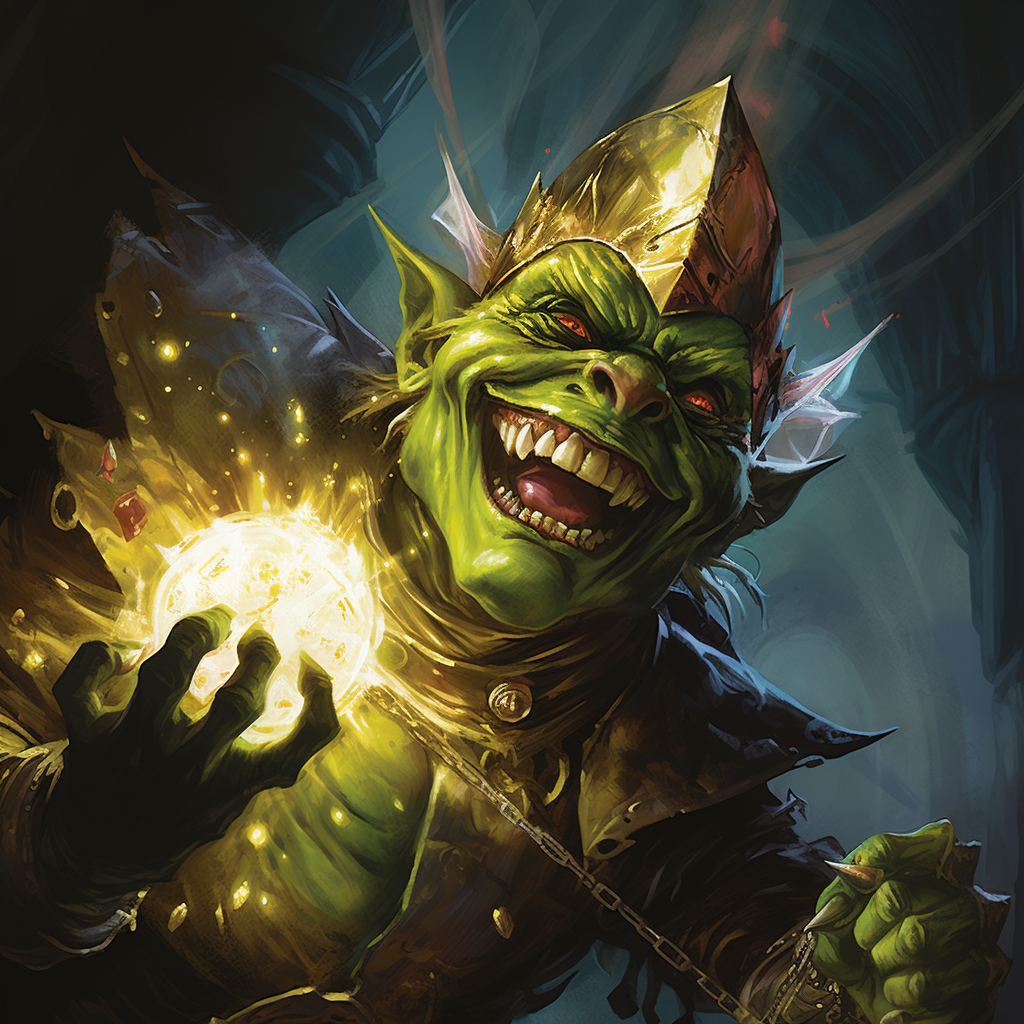 Malicious goblin with powerful light beams