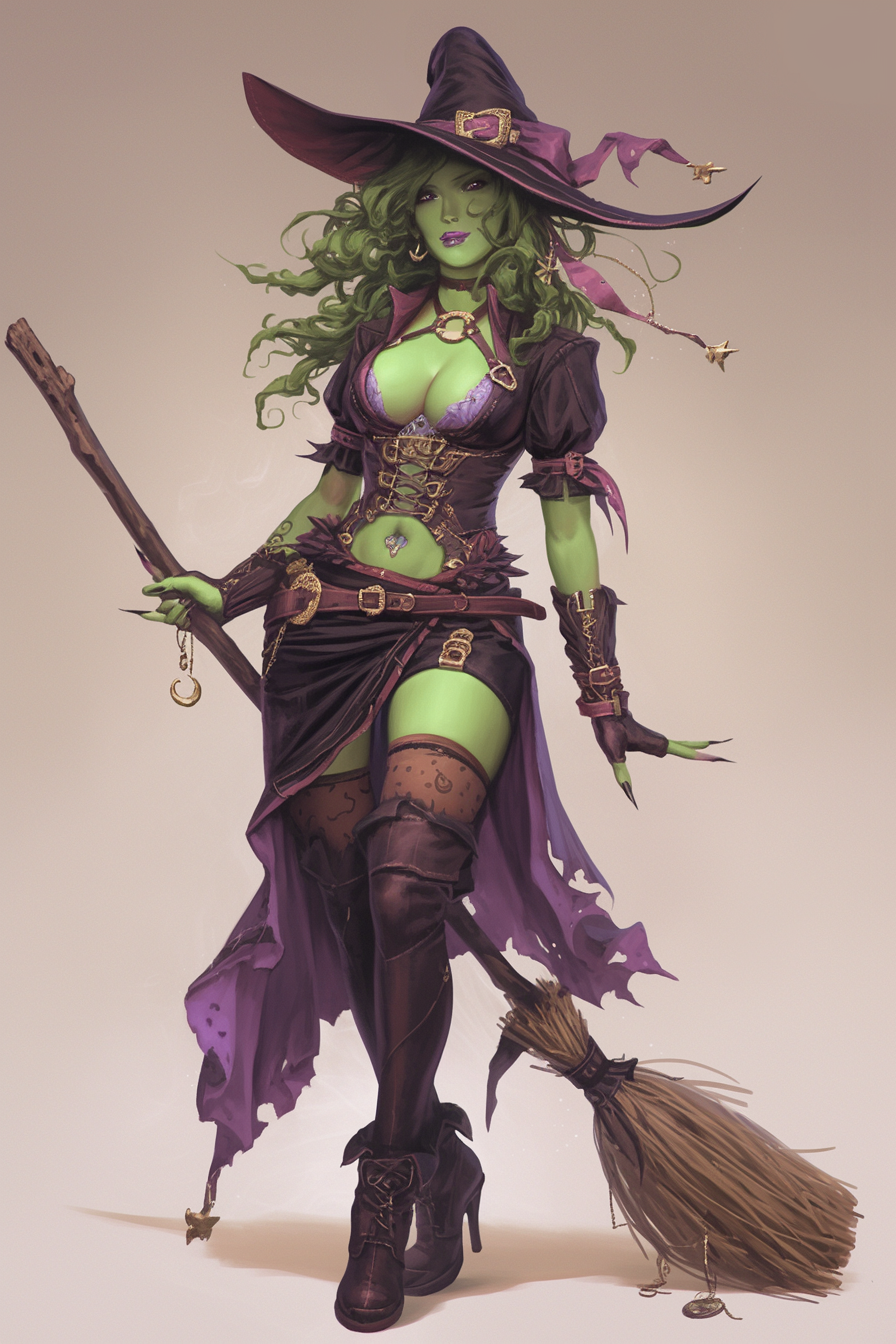 Green Skinned Witch Pin Up