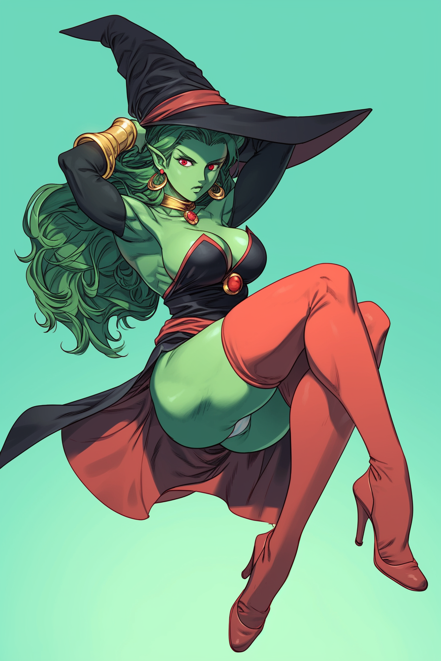 Green Skinned Witch Pinup Anime