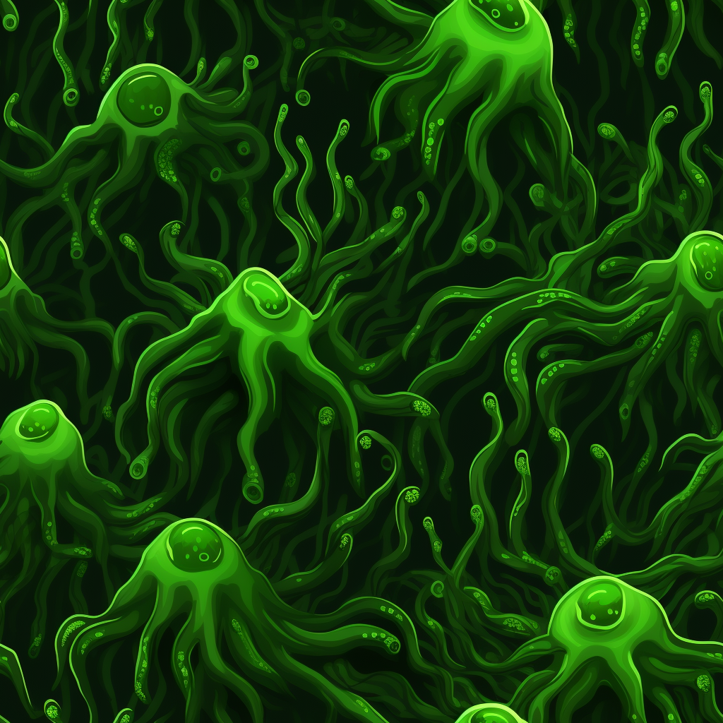 Green slimy tentacles on dark background