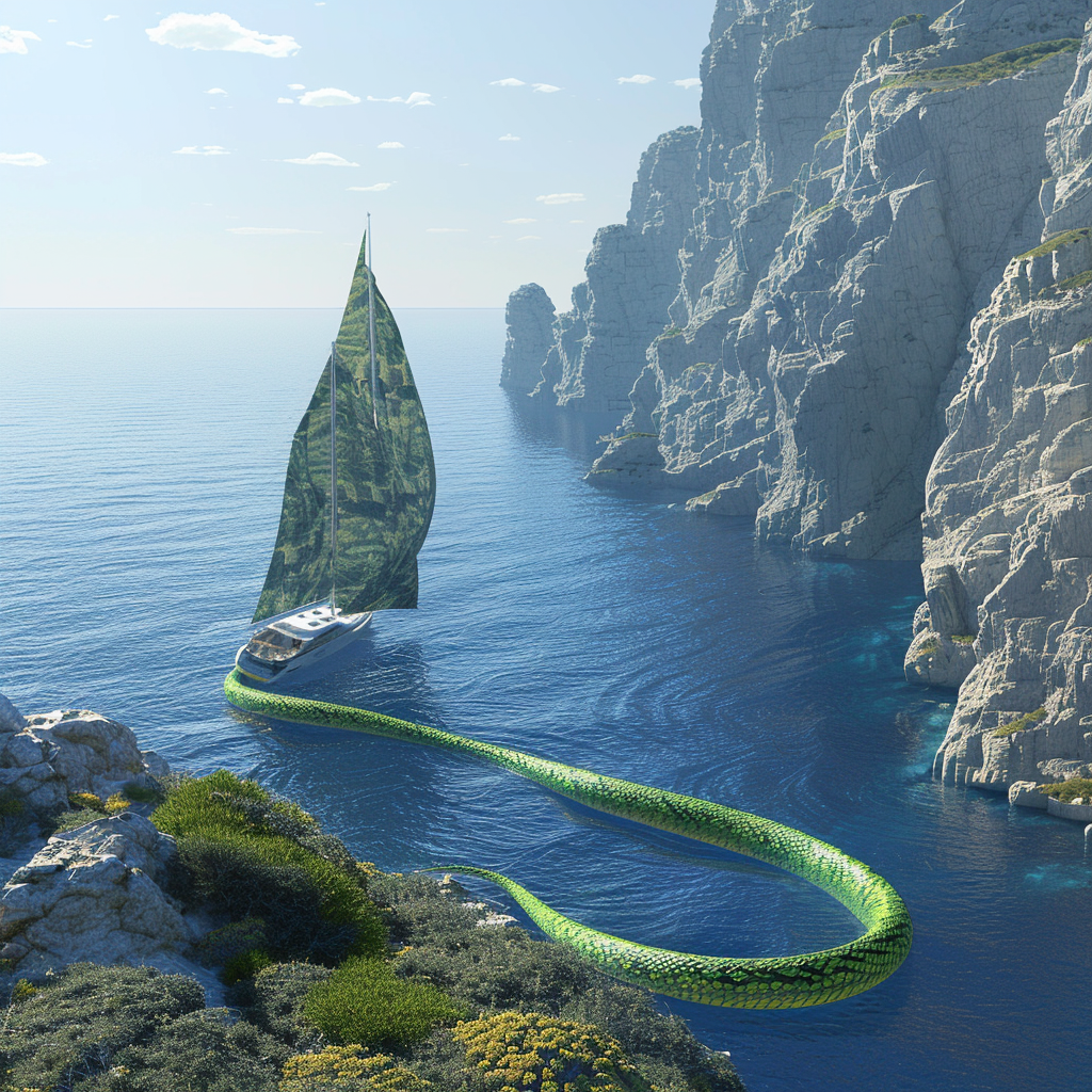 Green Snake Boat in Sunny Cape Formentor