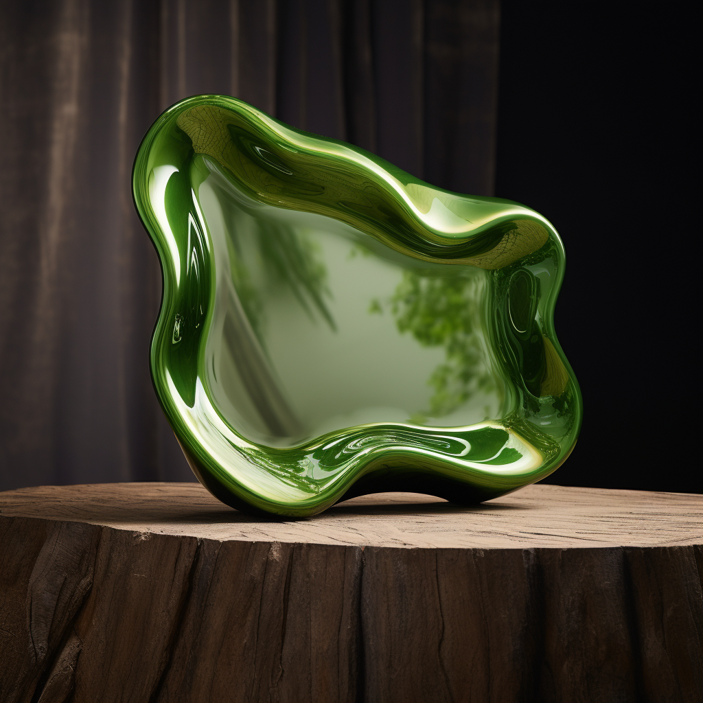 Green squiggly mirror with organic shape