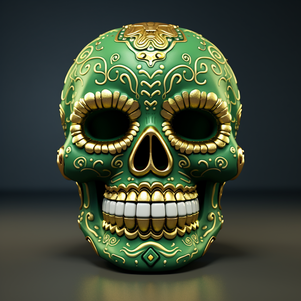 Vibrant sugar skull with cool Grillz