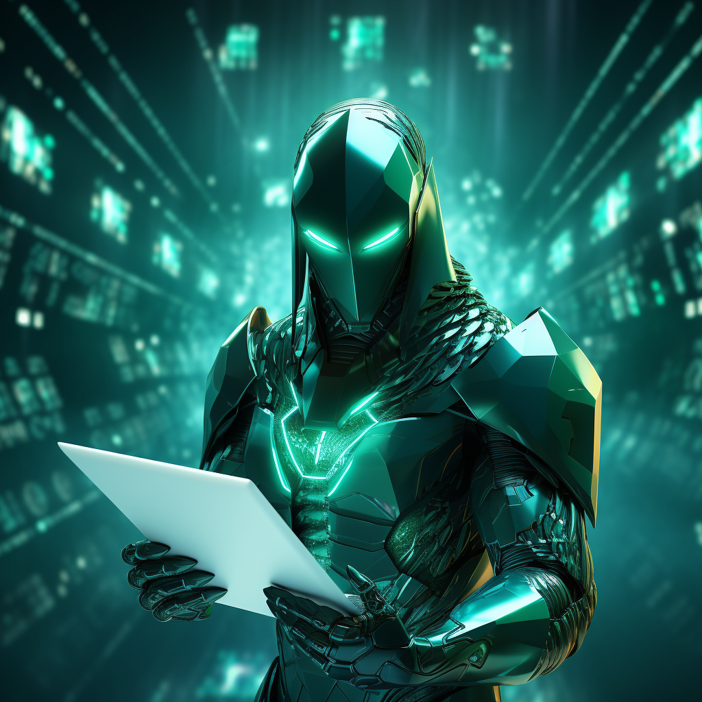 Green and teal futuristic cybersecurity attack