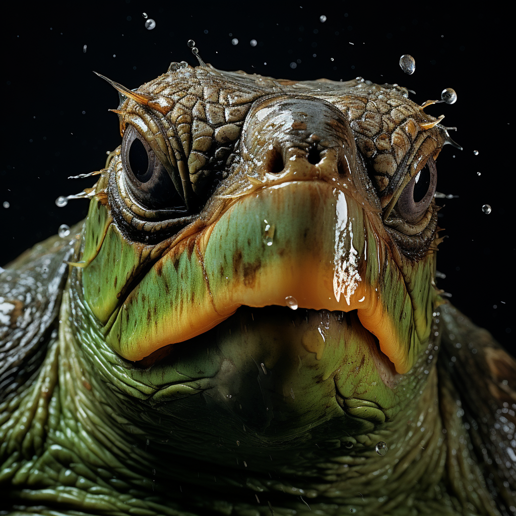 Green Turtle in Constipation Spitting Water