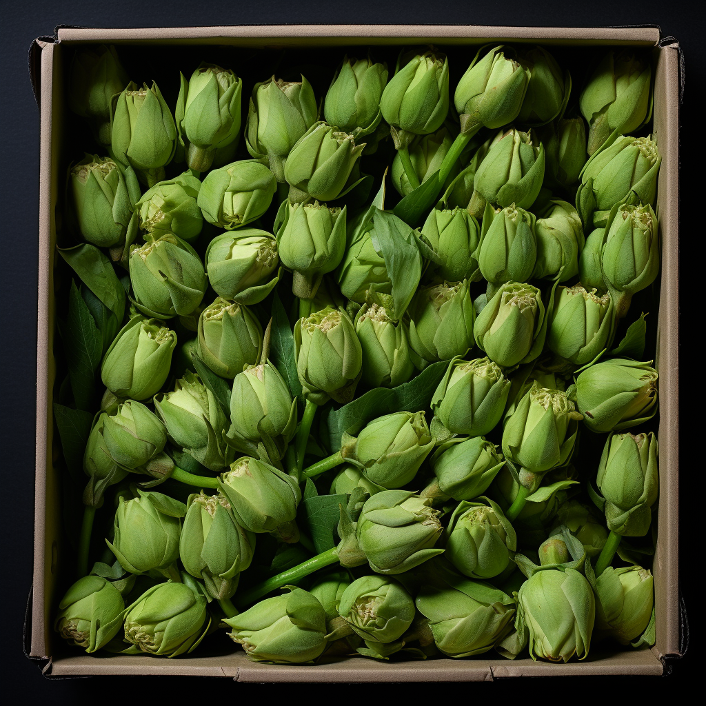 Vibrant green unopened rosebuds