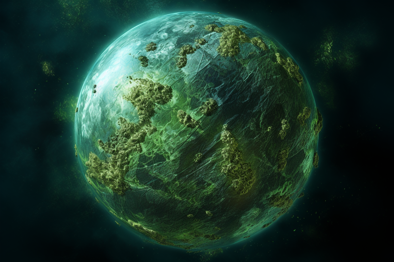 Planet with Green Vegetation and Craters