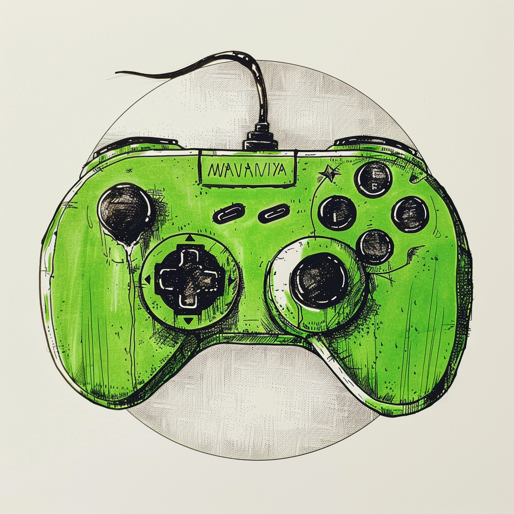 Green video game circle drawing