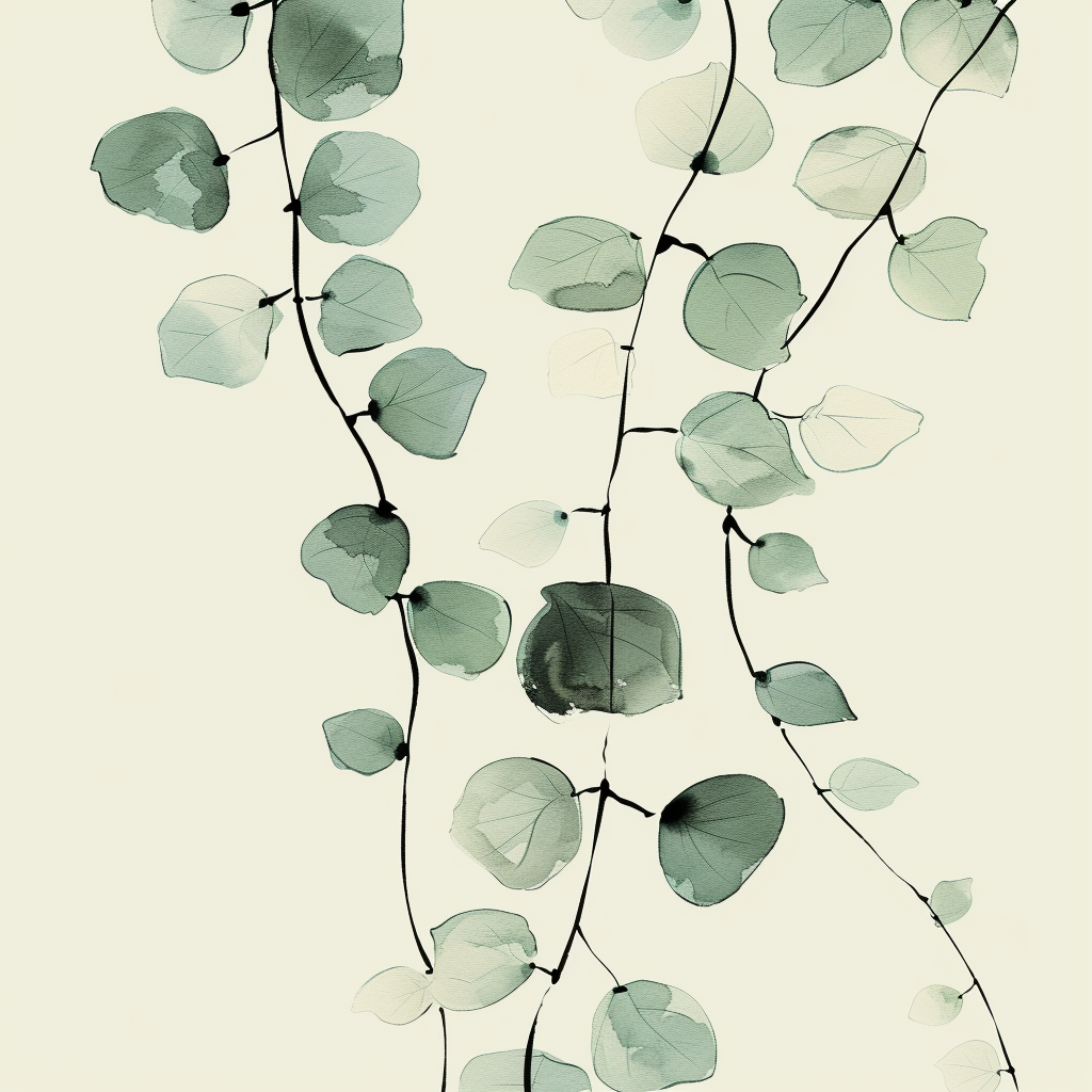 Pastel green vine leaves border