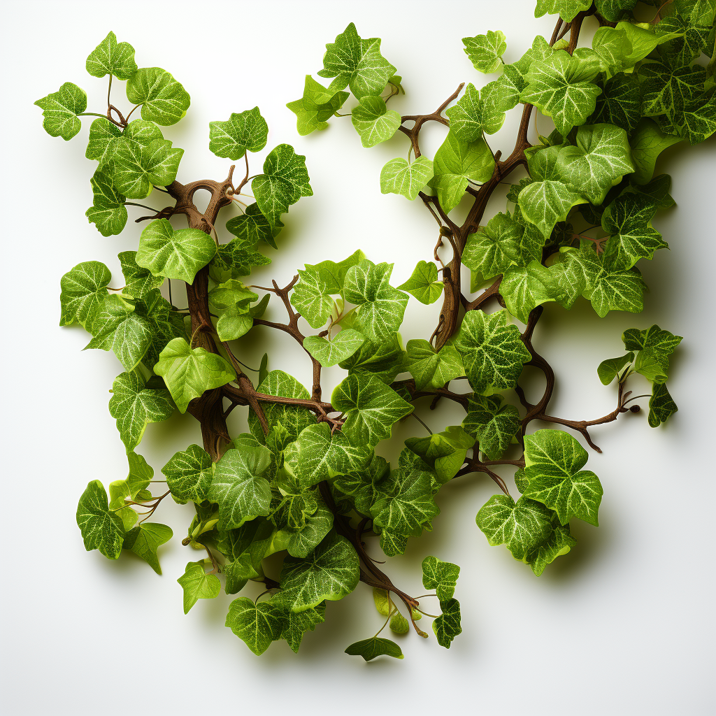 Vibrant green vines on white background