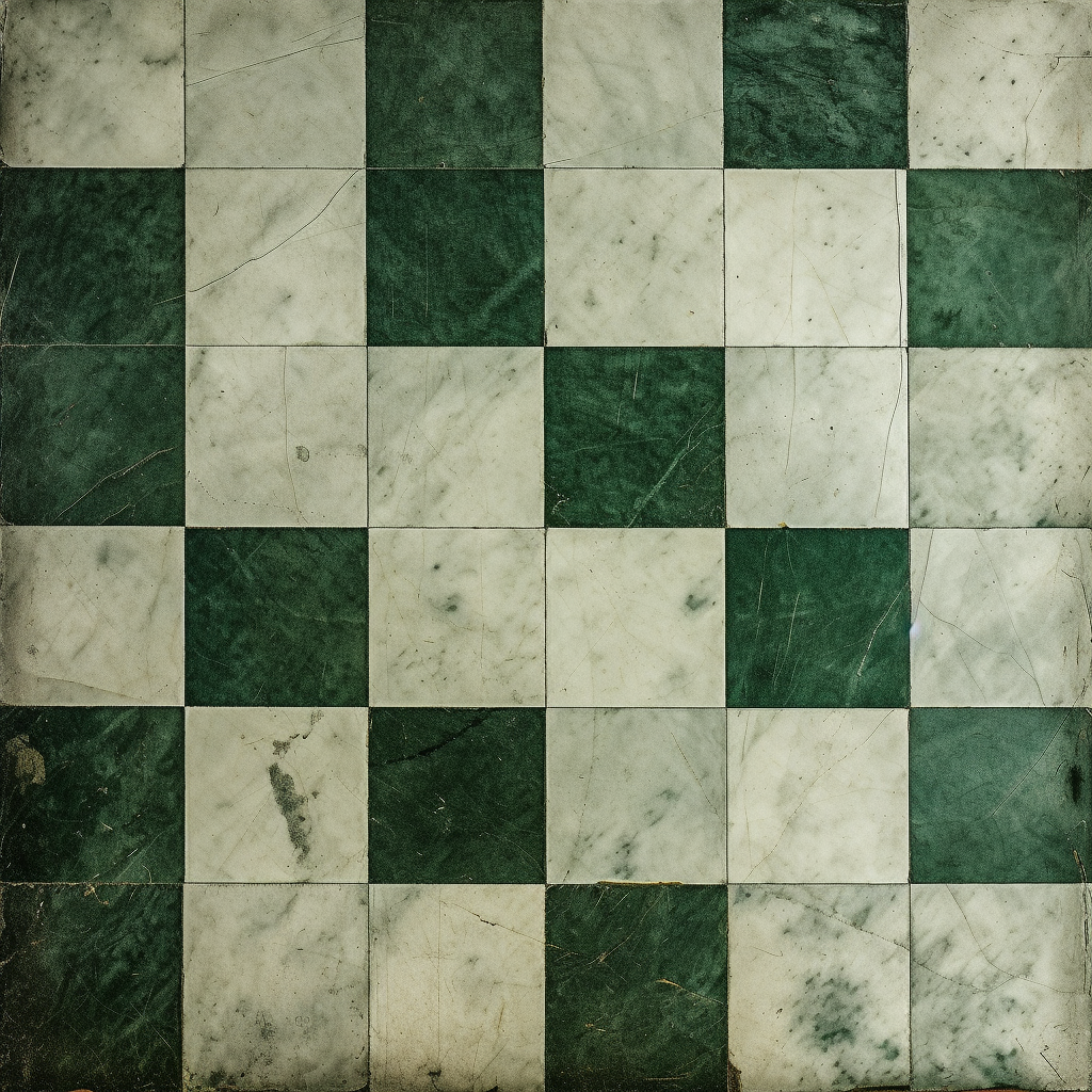 Green and white chequered stone texture