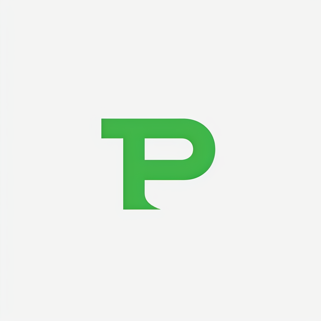 Green and white letter  P  logo