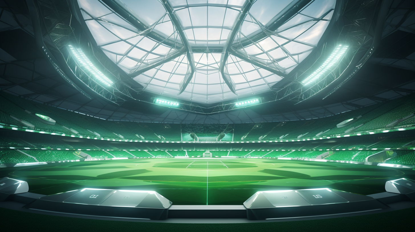 Green and white soccer arena