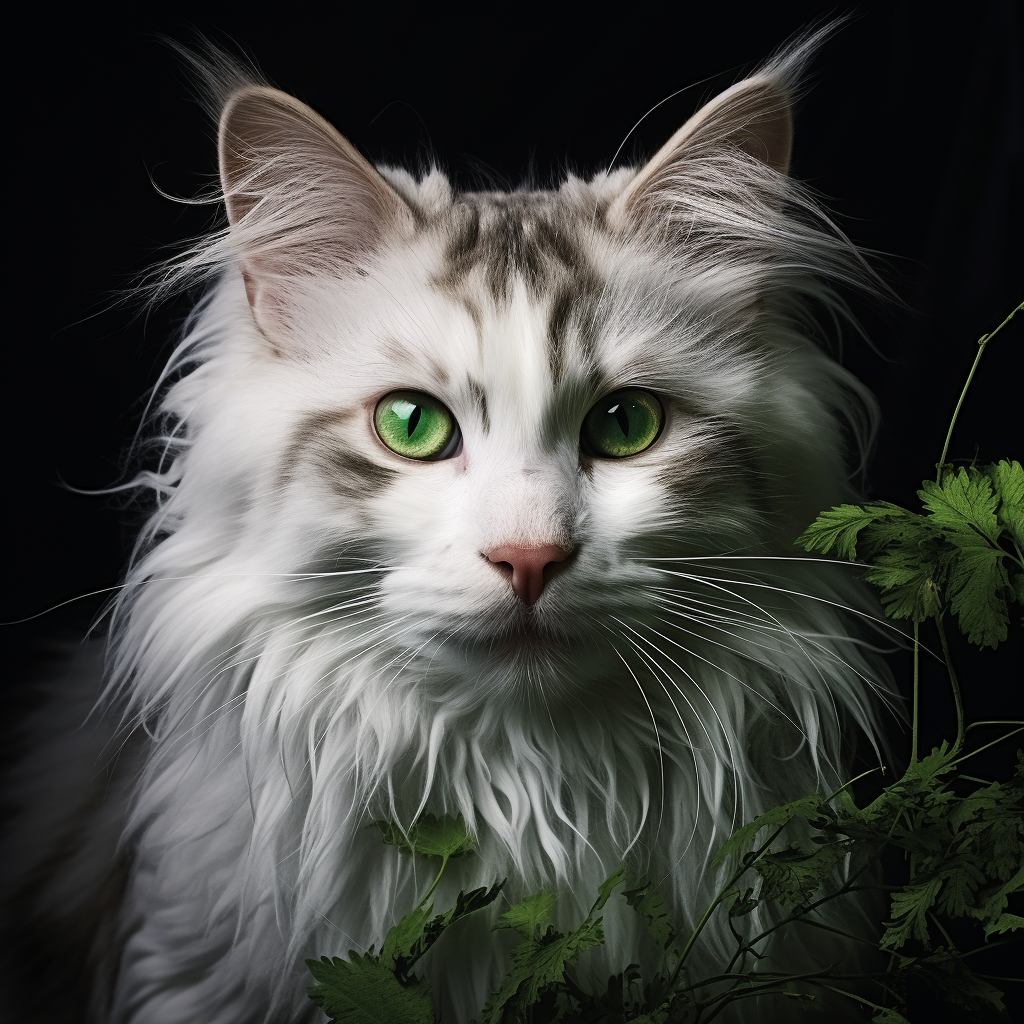 Adorable green and white striped cat