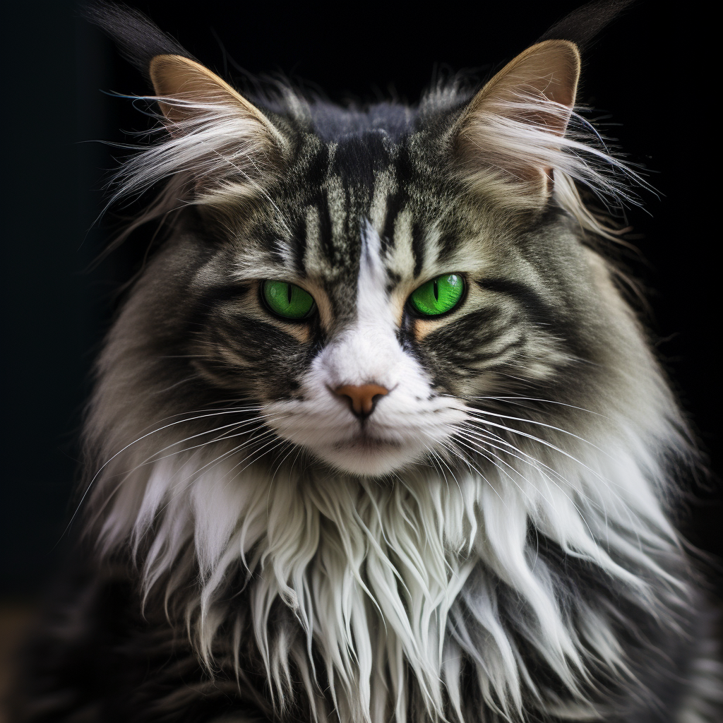 Adorable cat with green and white tabby fur