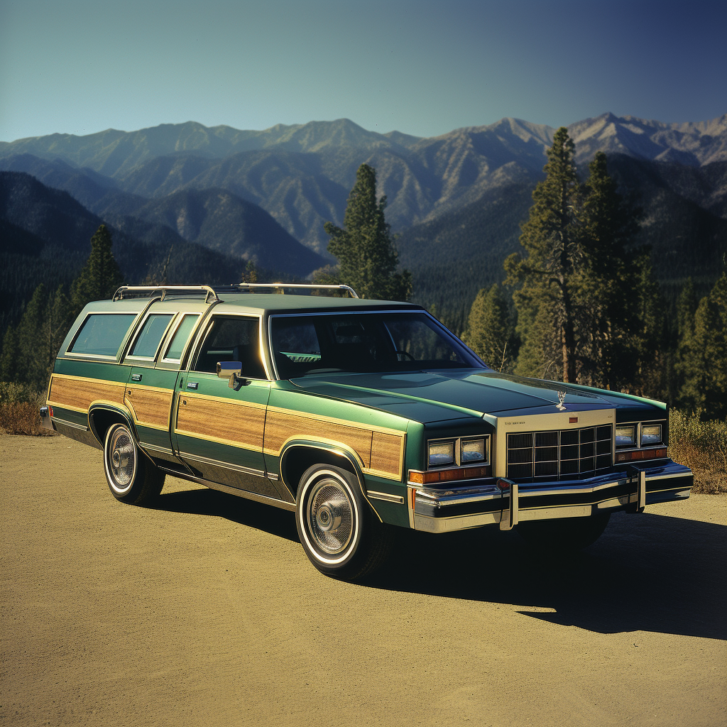 Green Wooden Station Wagon with Rocket Boosters