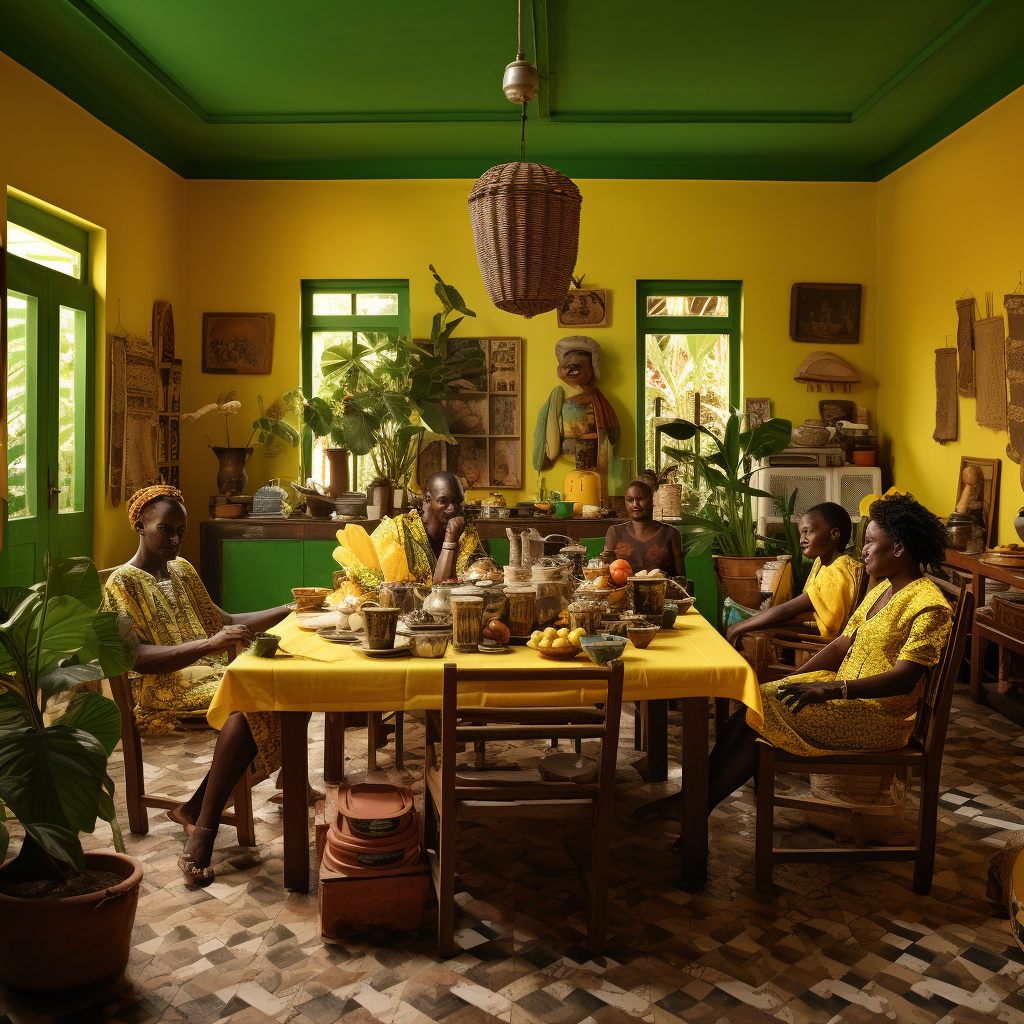 Green and Yellow Interior Design for Togolese Appatam