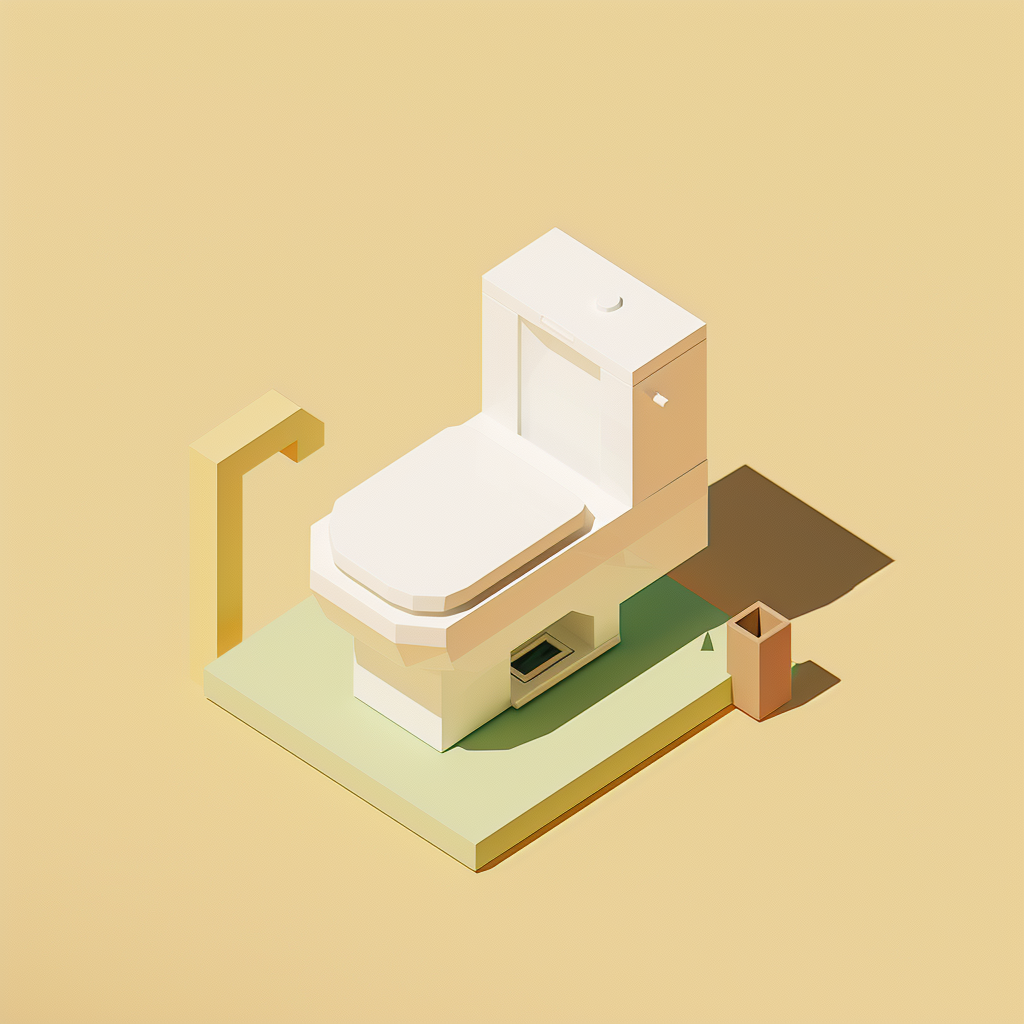 Isometric toilet in green and yellow