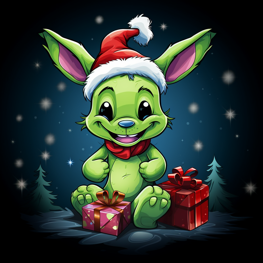 Green Stitch Grinch Santa Gifts