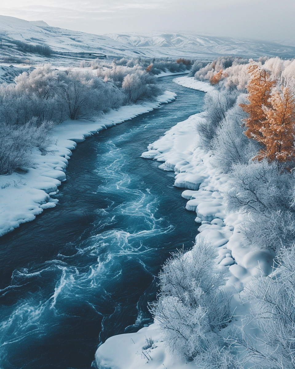 Melting Greenland Ice Sheet Aerial View