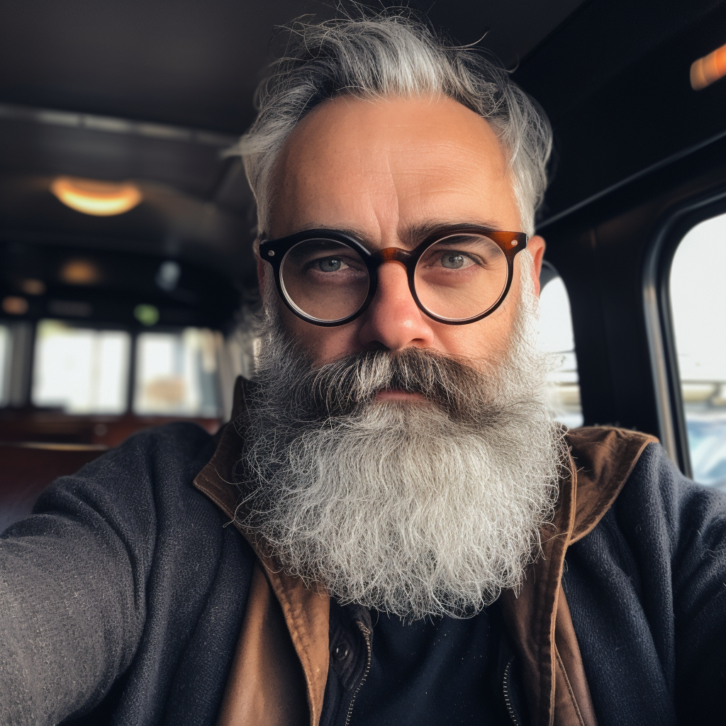 Stylish grey-bearded man with glasses