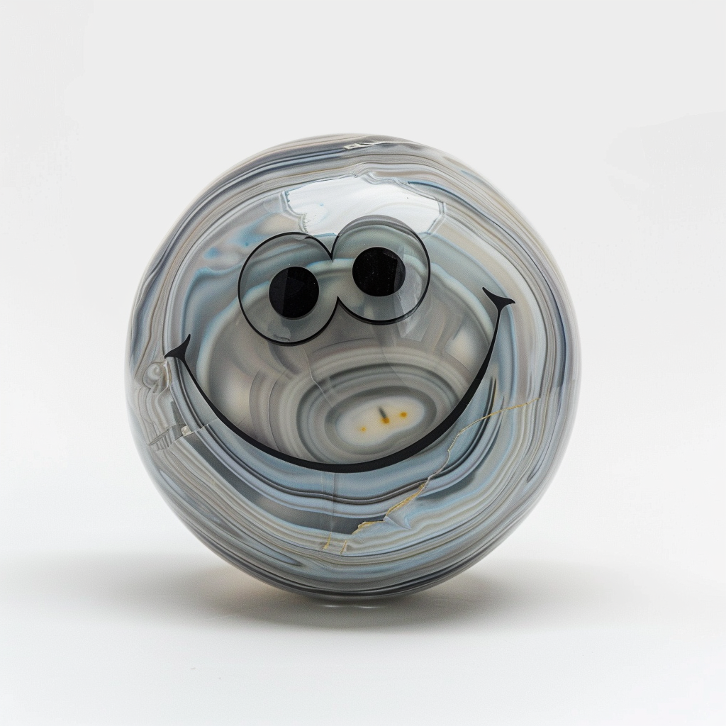 Grey emoji murrine glass art