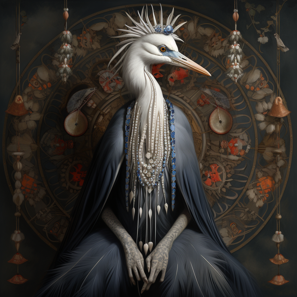 Grey Heron as Indian Deity