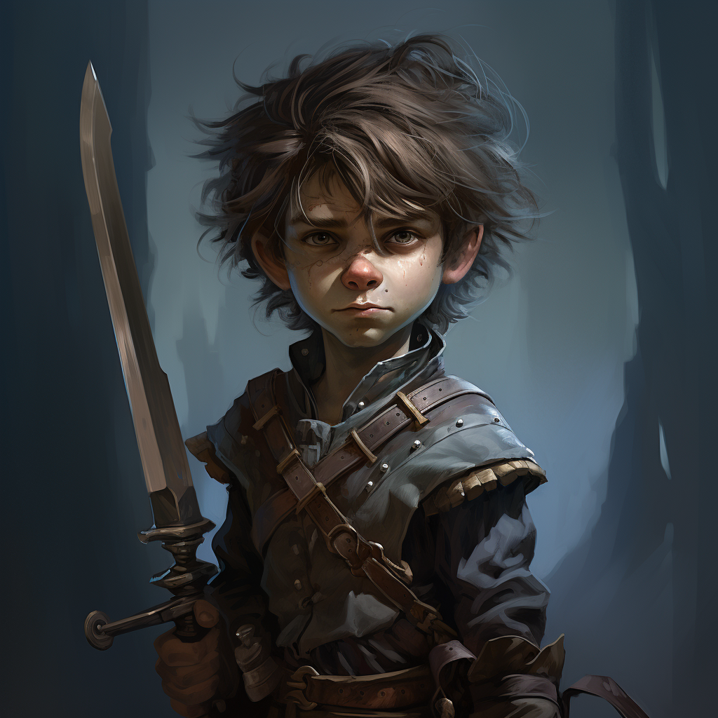 Grey-skinned halfling swashbuckler in action