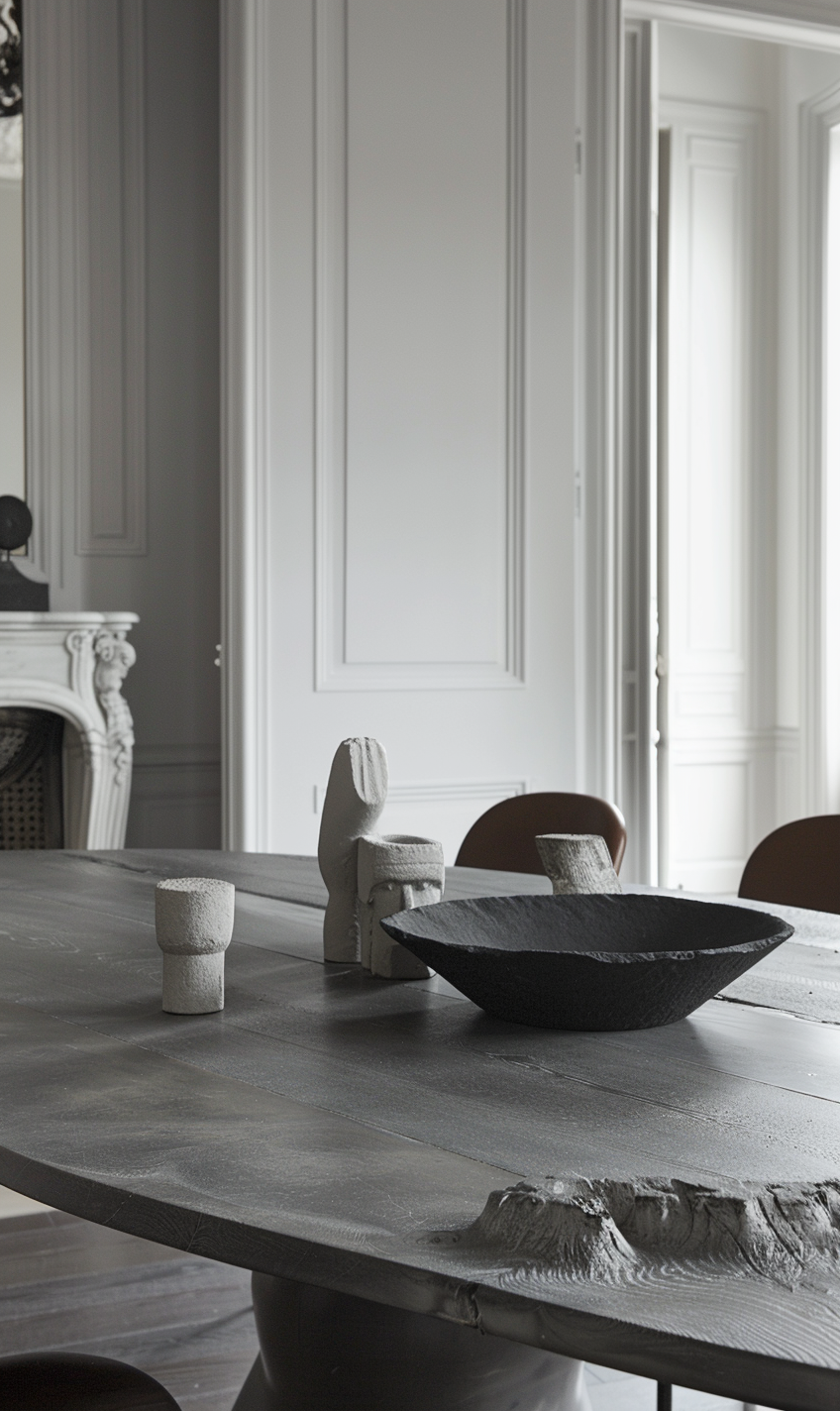 Grey table in stylish living room