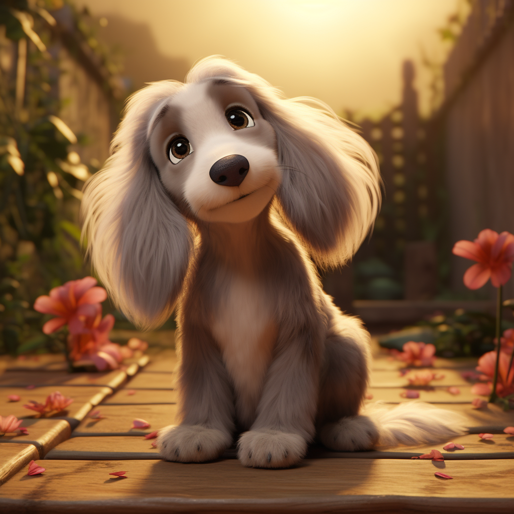 Grey and white long hair dachshund puppy in Valentine scene