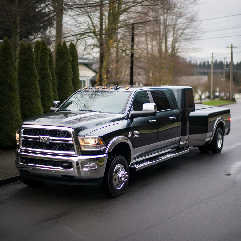 Sleek Grey Dodge Ram 3500 Dually